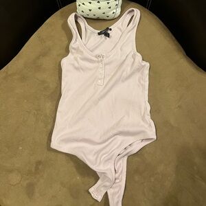 One piece body suit lavender button up
